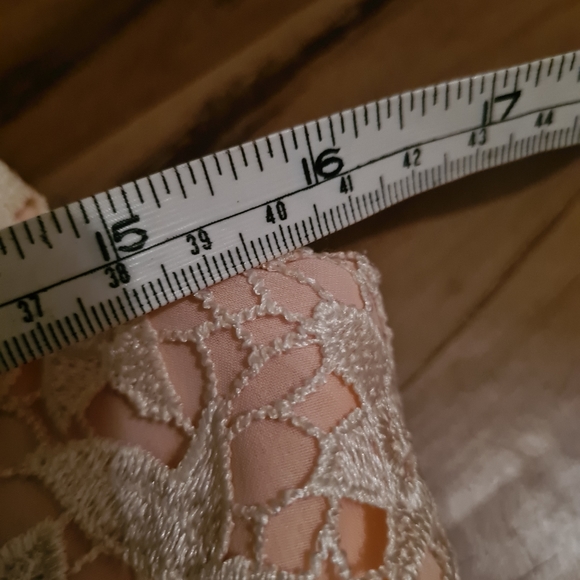 FORHER ANDFORHIM 8 Peach Embroidered Floral Lace Chest Formal Maxi Midi Dress - Picture 8 of 9